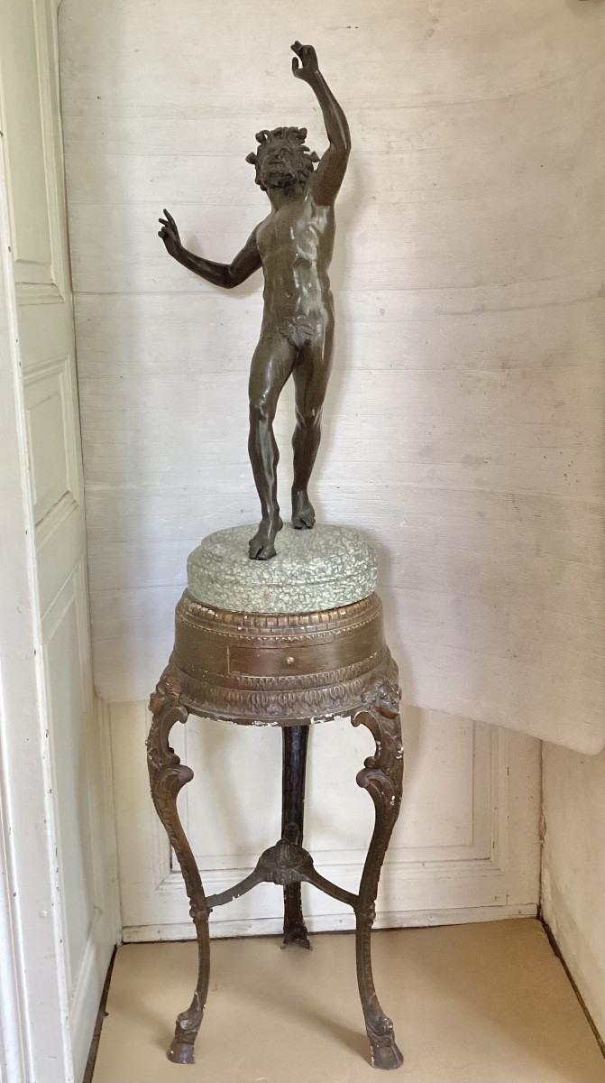 Bronze Faun And Its Pedestal 