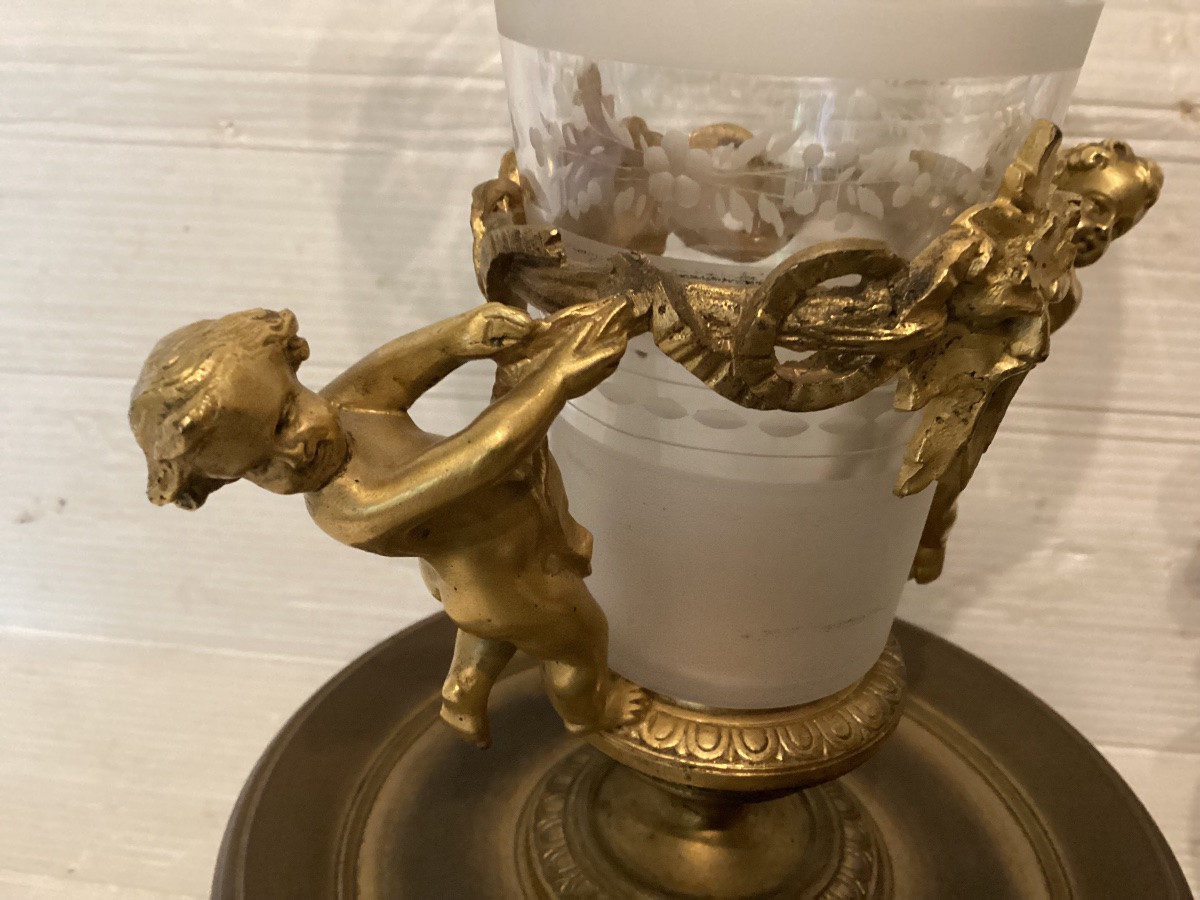 Pair Of Gilt Bronze And Crystal Vases -photo-3