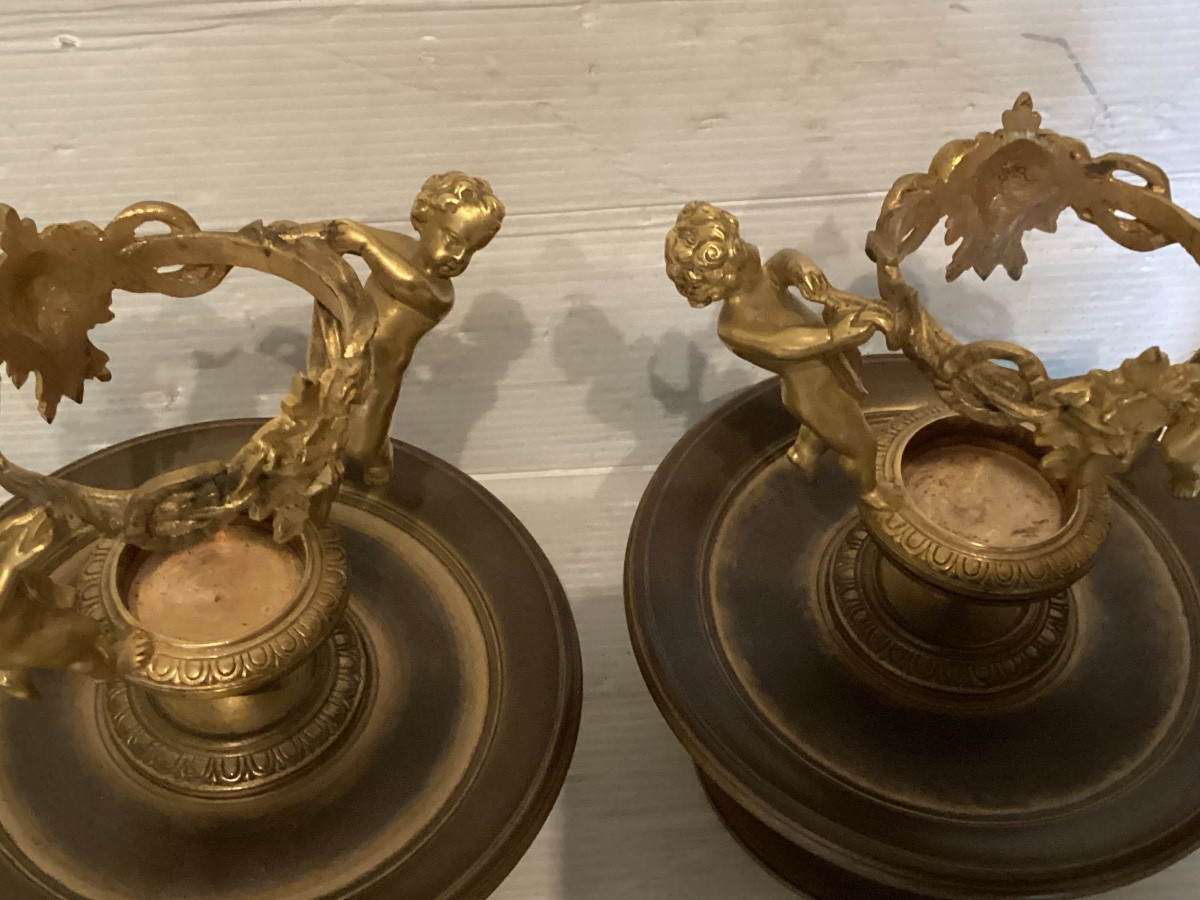 Pair Of Gilt Bronze And Crystal Vases -photo-5