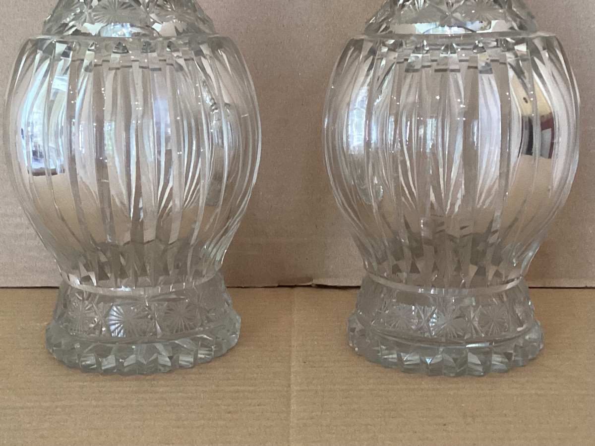 Paire de carafes cristal et argent -photo-2