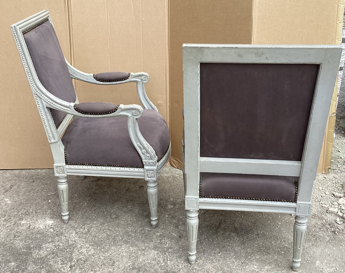 Paire de fauteuils Louis XVI -photo-4