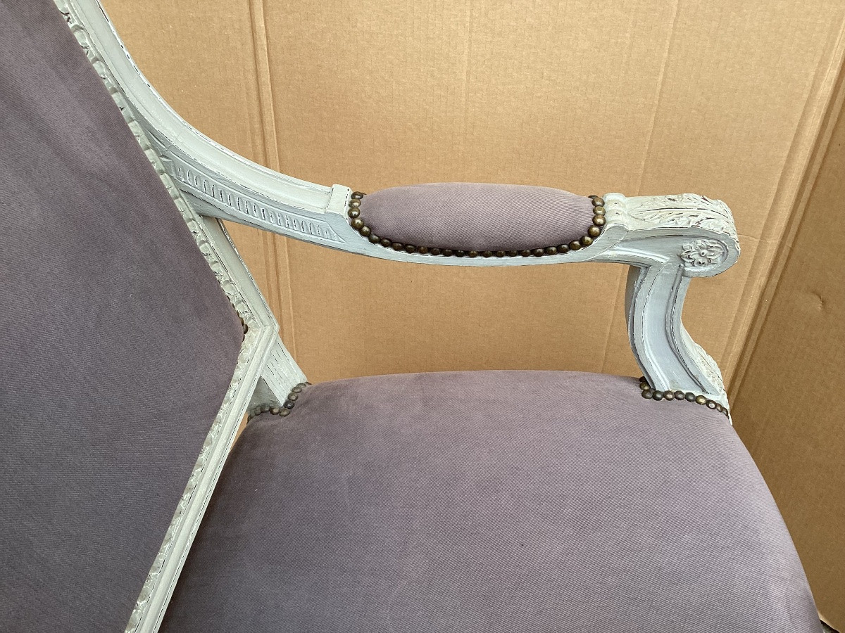 Paire de fauteuils Louis XVI -photo-6