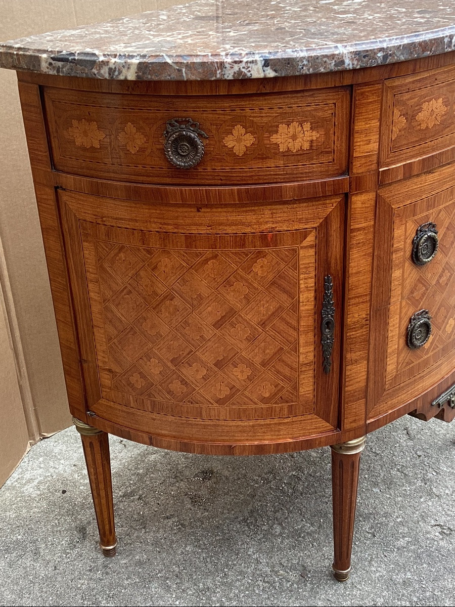 Commode demi-lune Louis XVI -photo-4