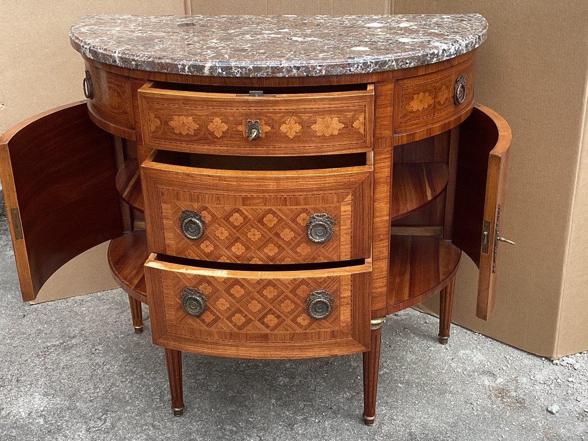Commode demi-lune Louis XVI -photo-5
