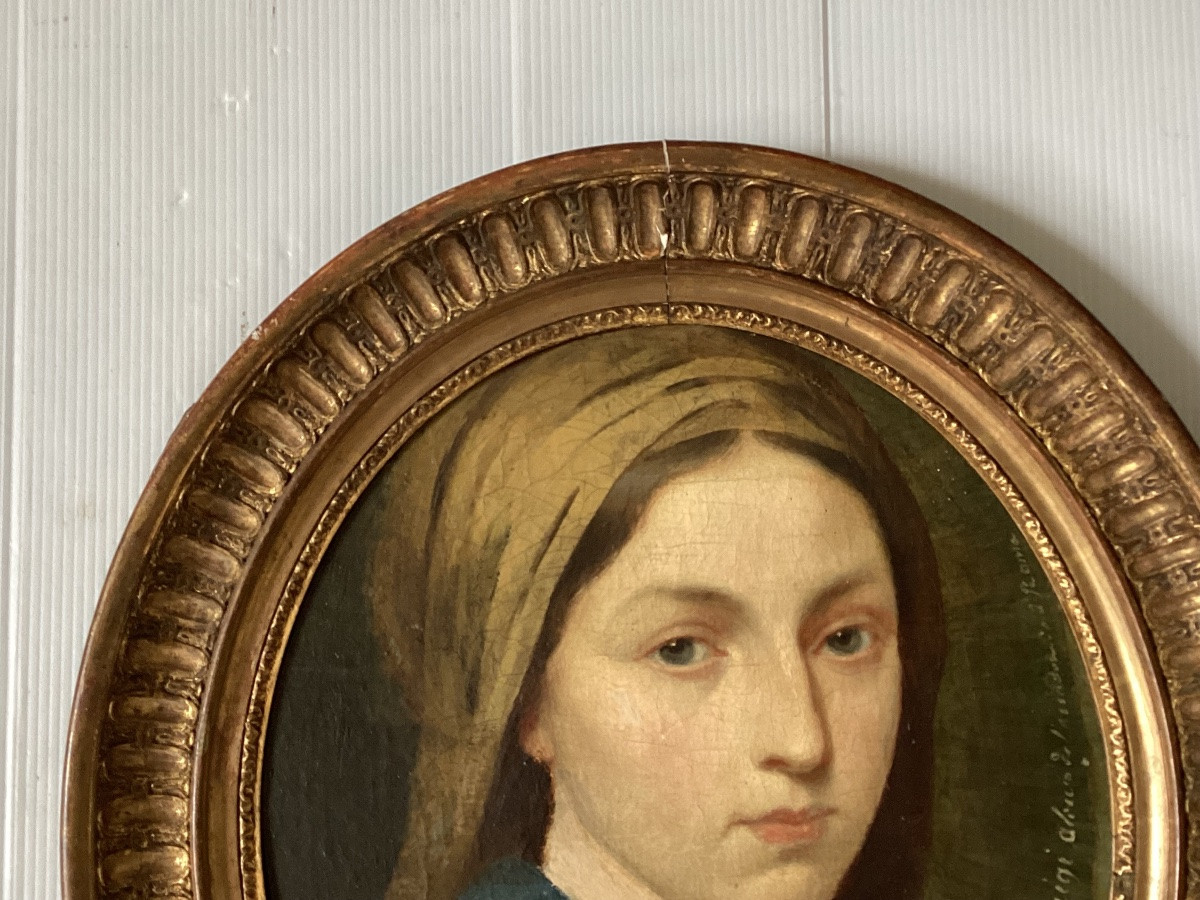 Oil On Cardboard “the Beautiful Italian” Signed -photo-2