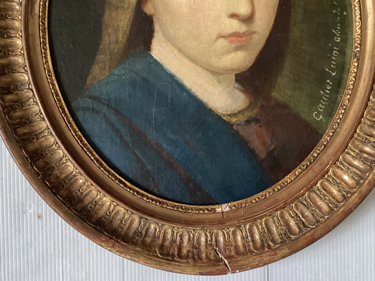 Oil On Cardboard “the Beautiful Italian” Signed -photo-1