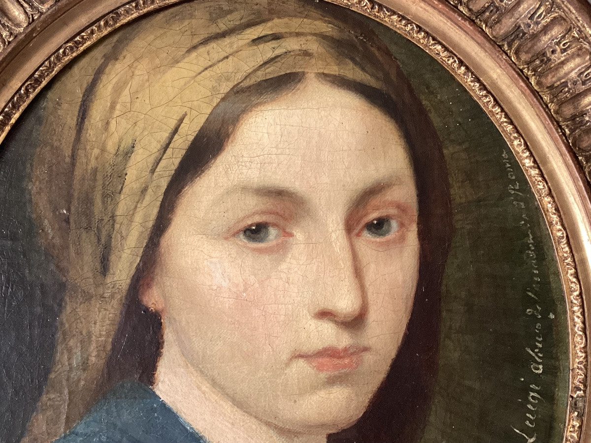 Oil On Cardboard “the Beautiful Italian” Signed -photo-4