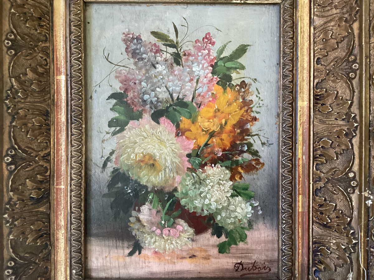 Paire de bouquets de fleurs signés 19ème-photo-1