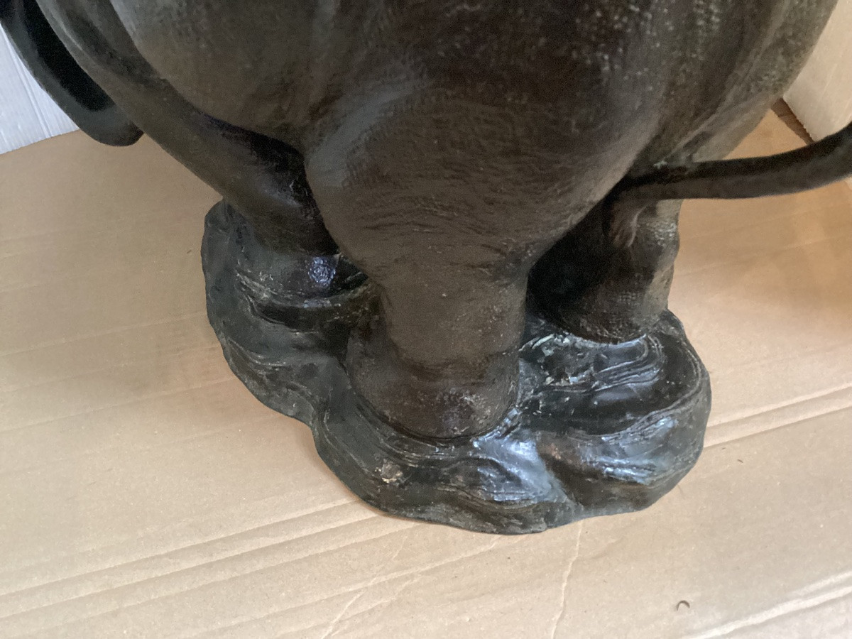 Éléphant en bronze formant cache-pot-photo-5