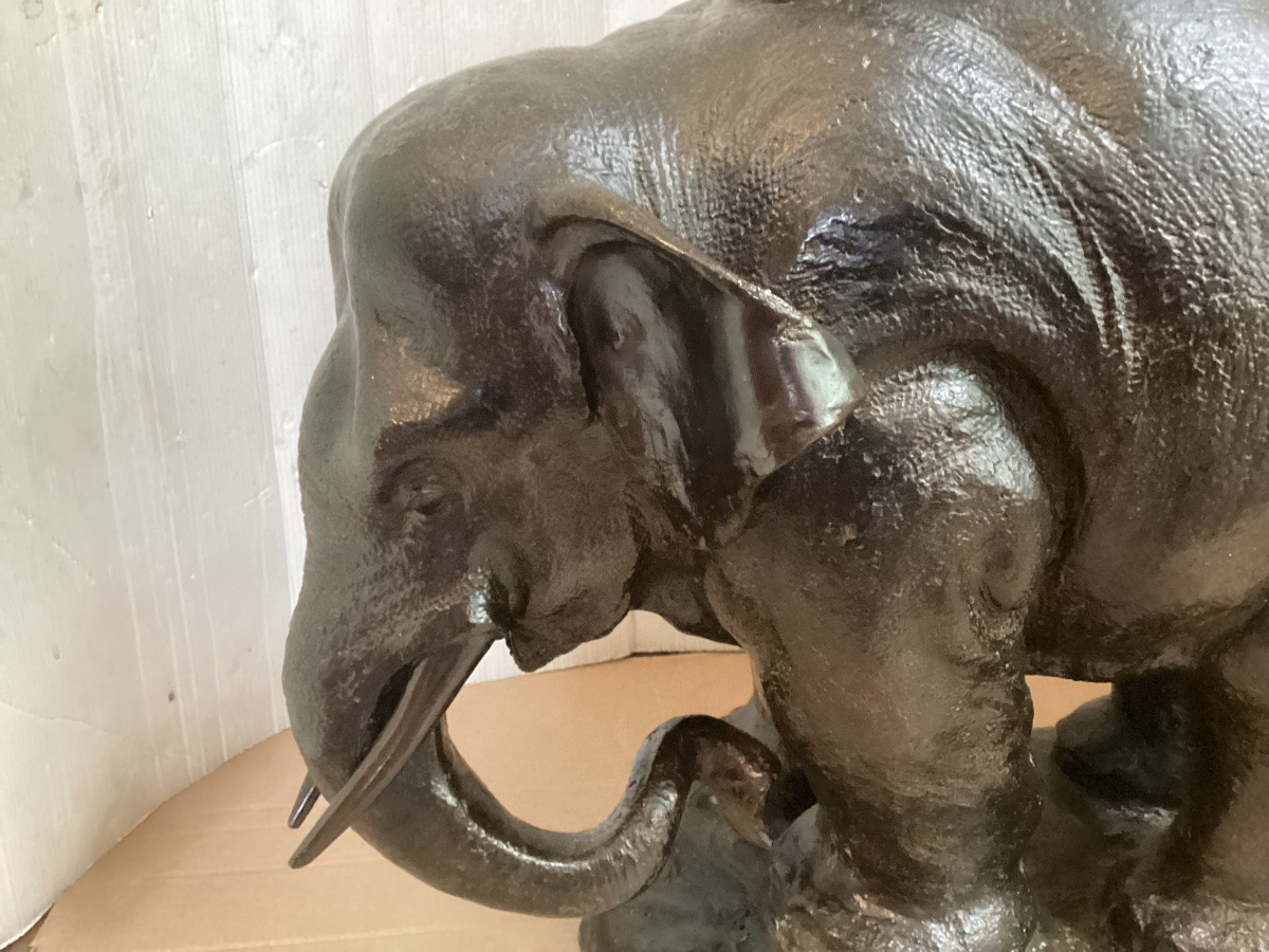 Éléphant en bronze formant cache-pot-photo-6