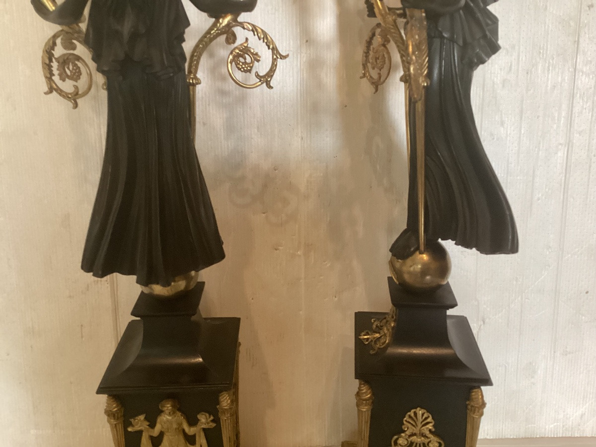 Candélabres Empire aux femmes ailées -photo-4