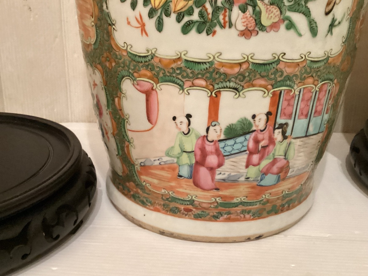 Paire de vases Canton 19ème -photo-4