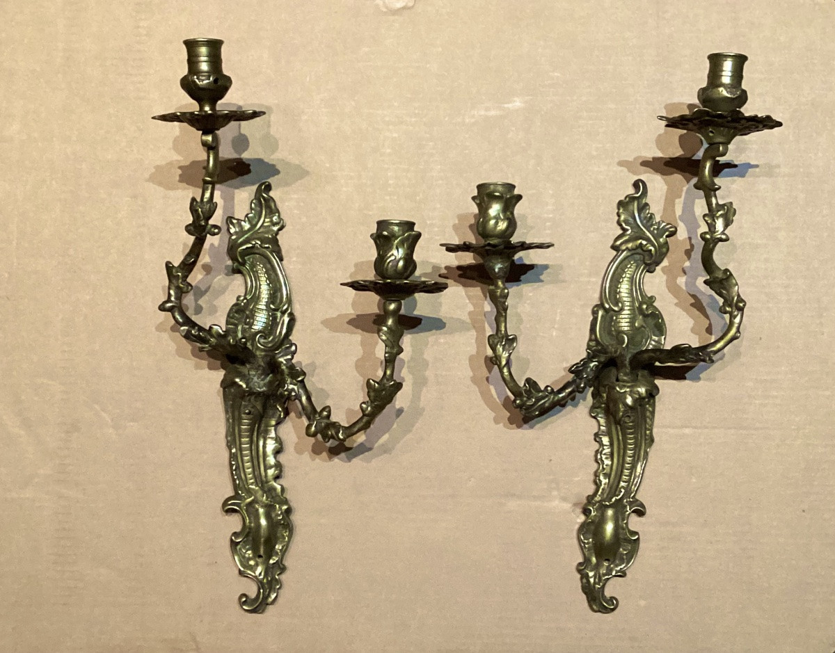 Paire d’appliques d’époque Louis XV -photo-2