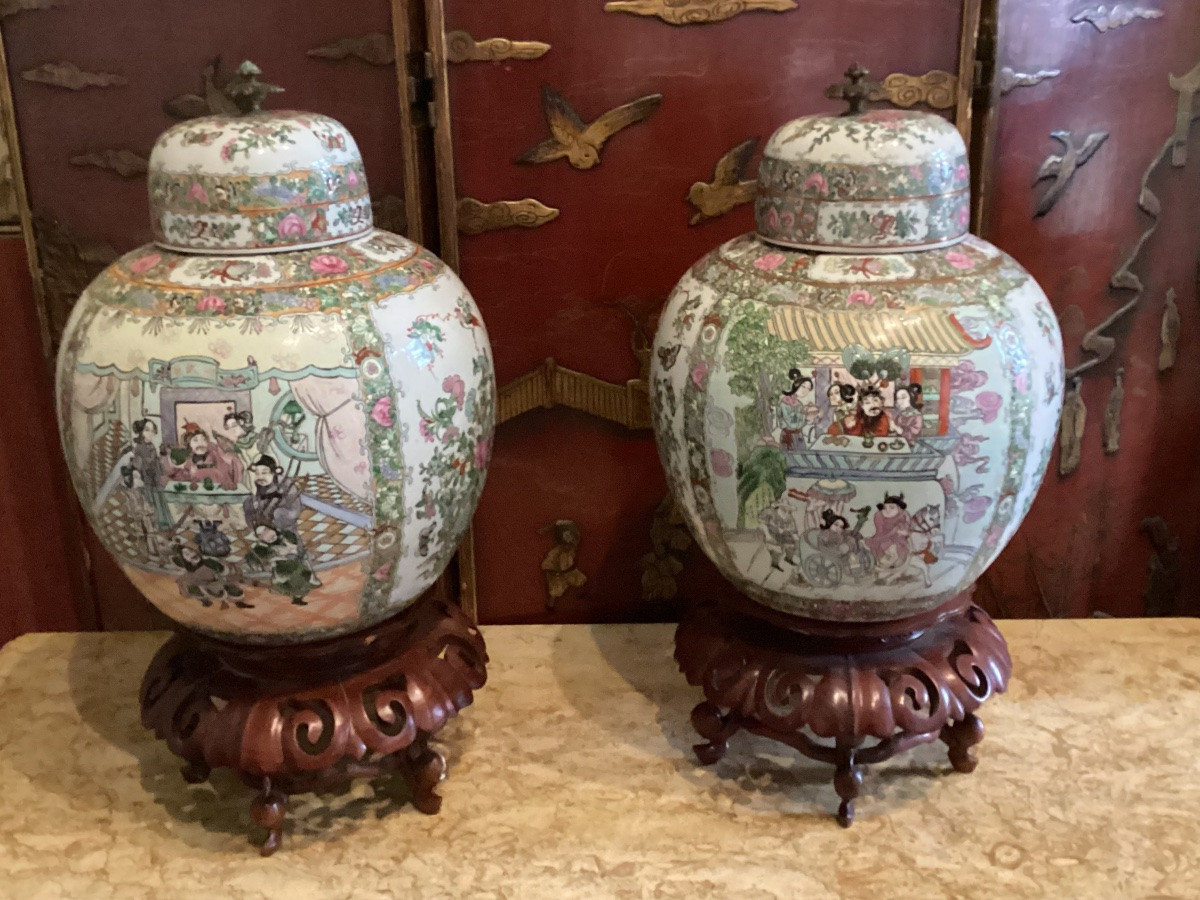 Paire de potiches Canton 19ème -photo-4