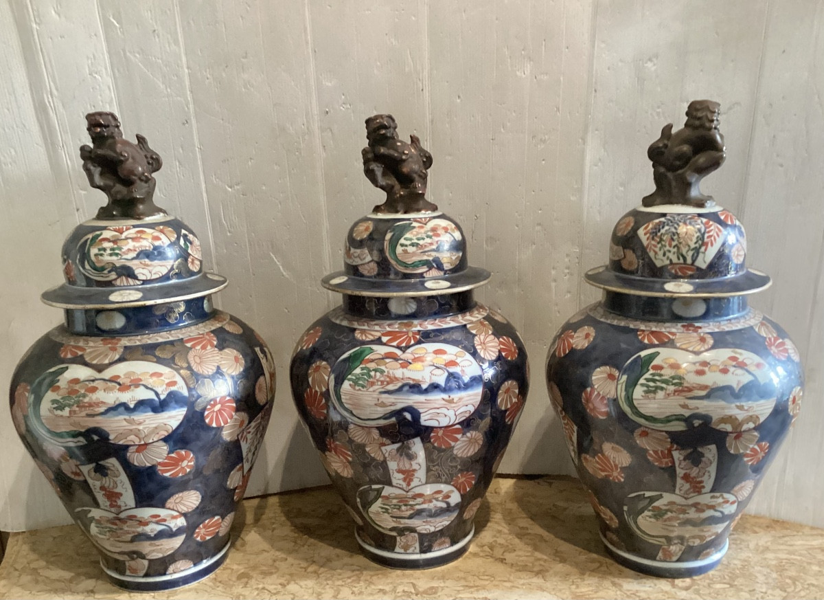 Série de potiches Imari 19ème 