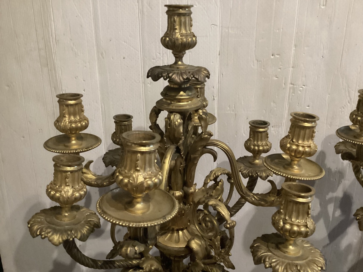 Importante paire de candélabres Louis XVI -photo-2