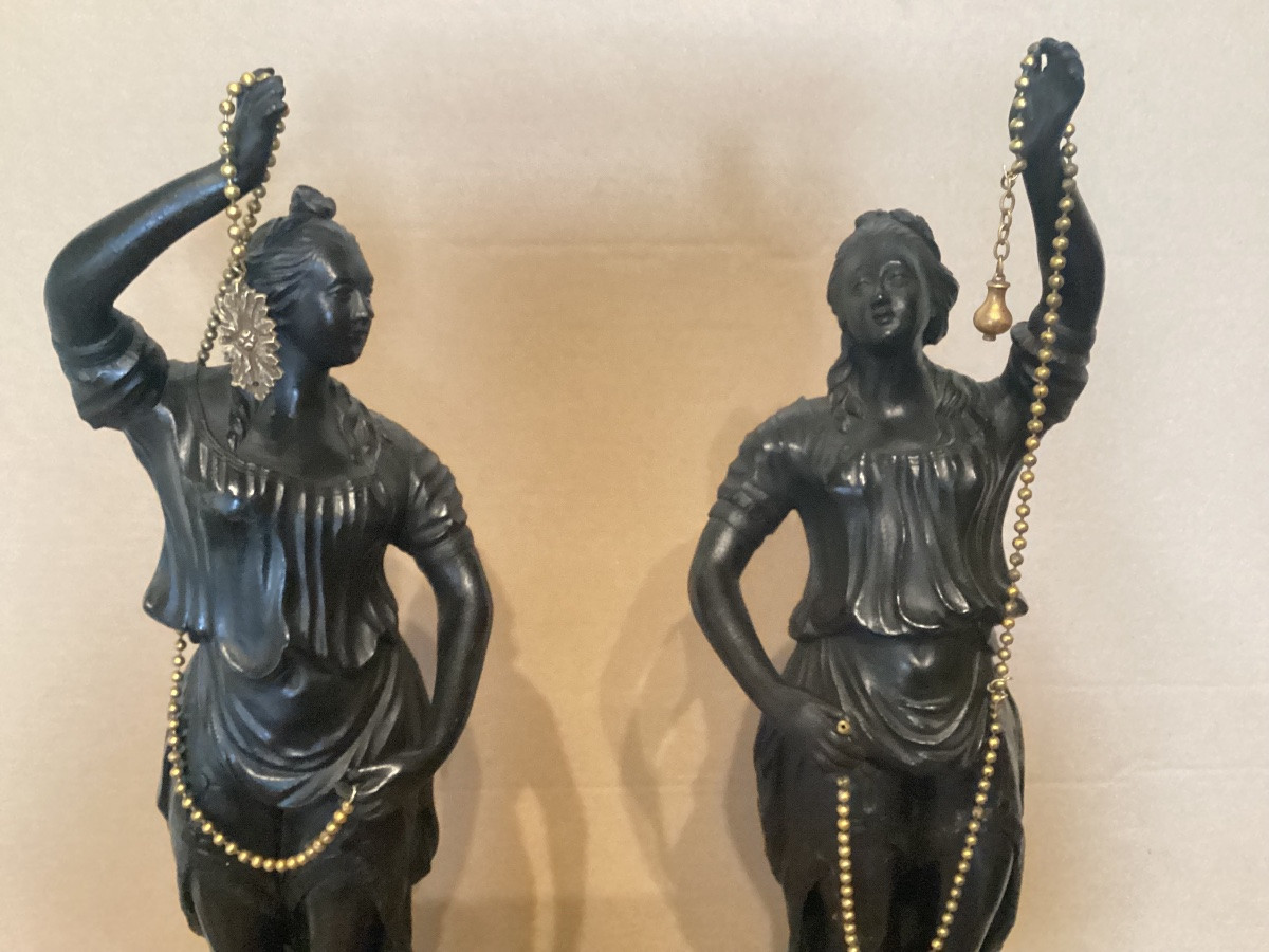 Paire de statues bronze 18ème -photo-2