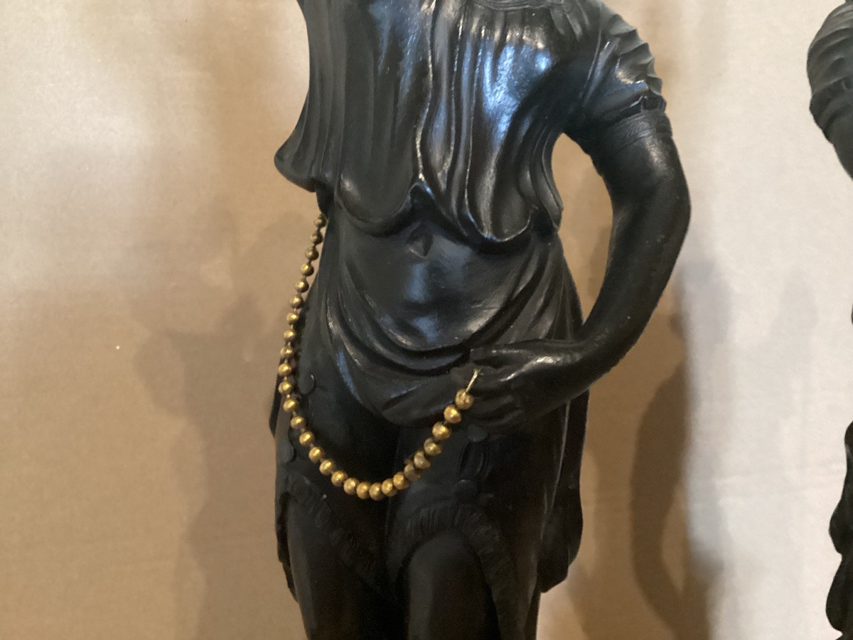 Paire de statues bronze 18ème -photo-1