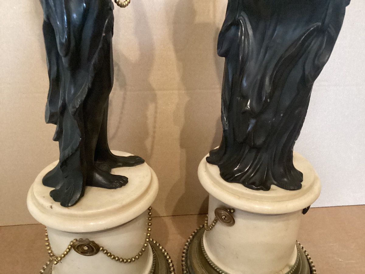 Paire de statues bronze 18ème -photo-6