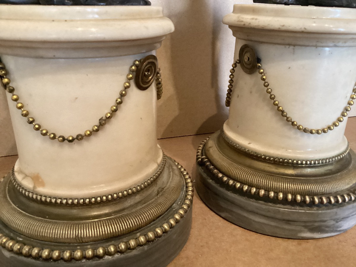 Paire de statues bronze 18ème -photo-8