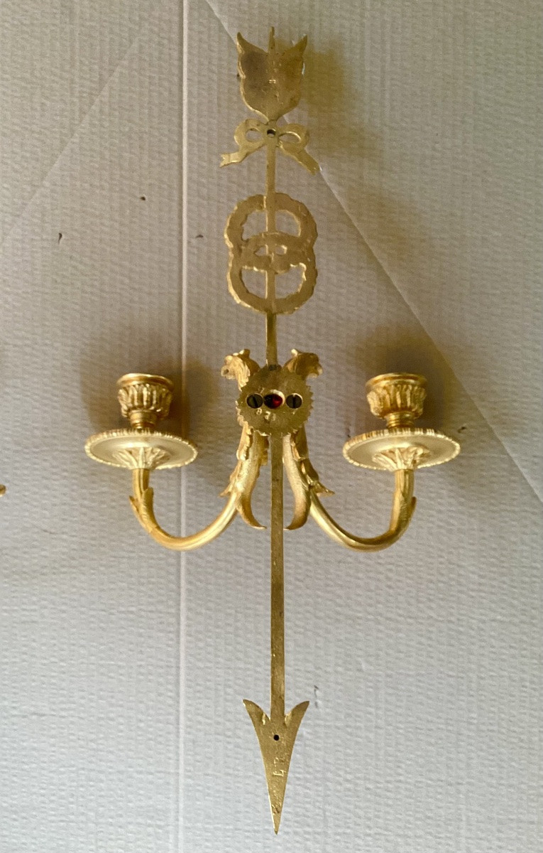 Pair Of Empire Gilt Bronze Wall Sconces -photo-7