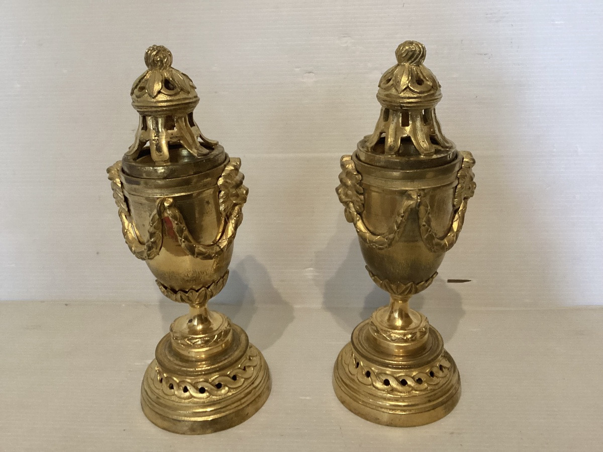 Paire de cassolettes Louis XVI -photo-2
