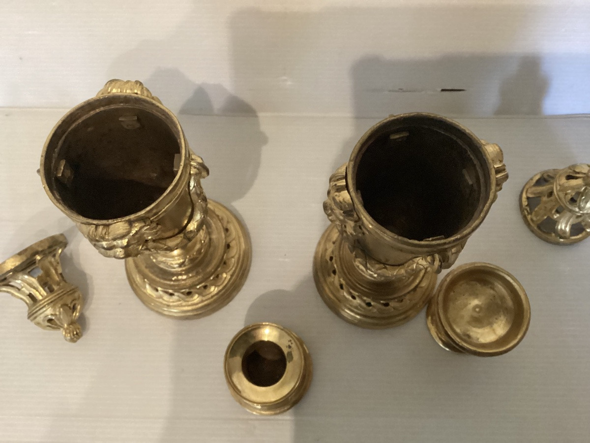 Paire de cassolettes Louis XVI -photo-5