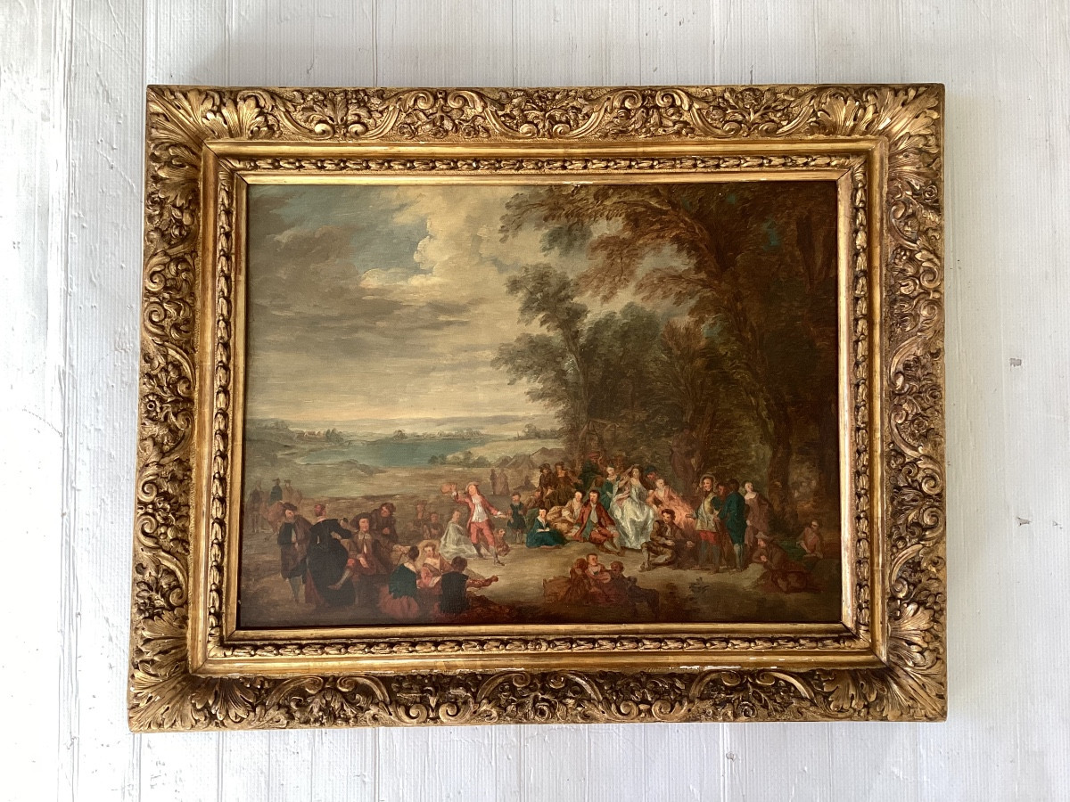 Watteau peinture sur panneau 