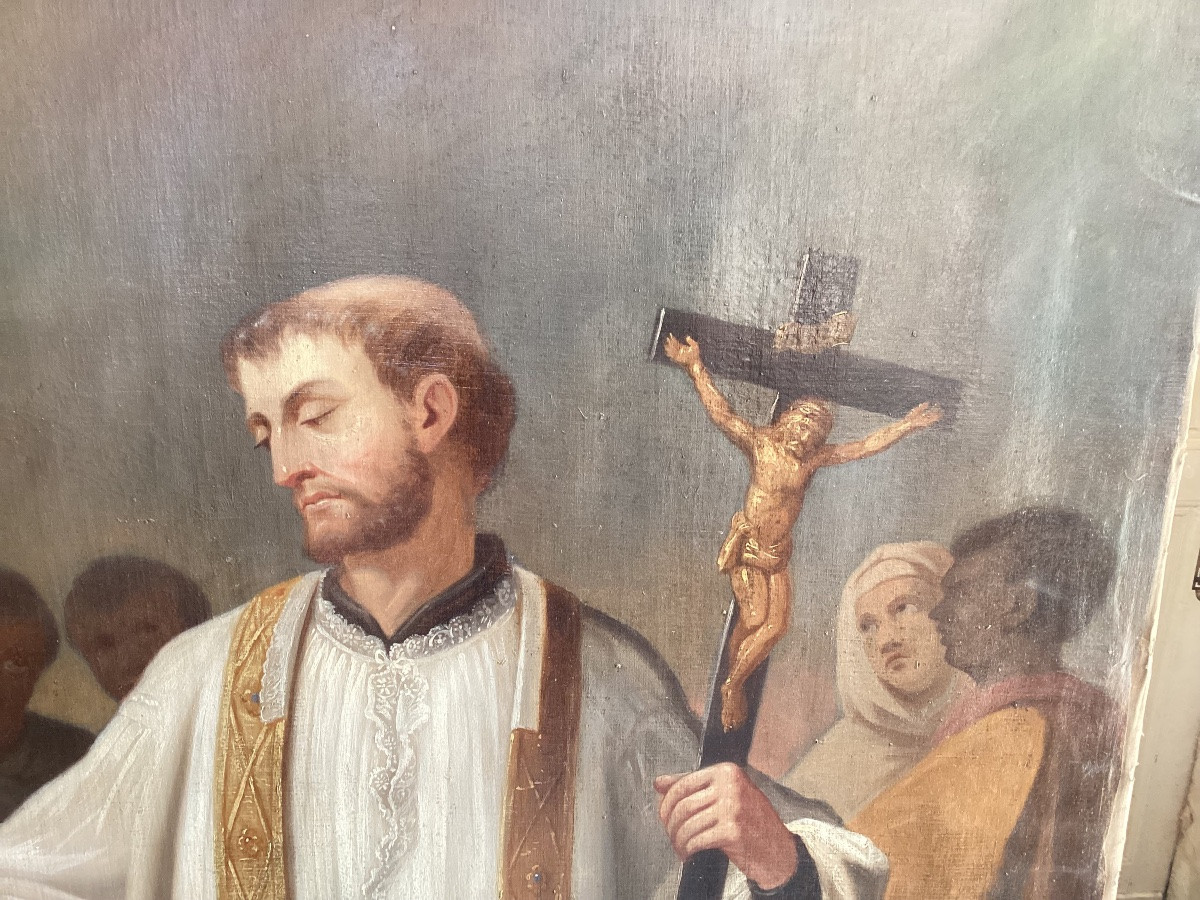 Important Religious Oil On Canvas-photo-2