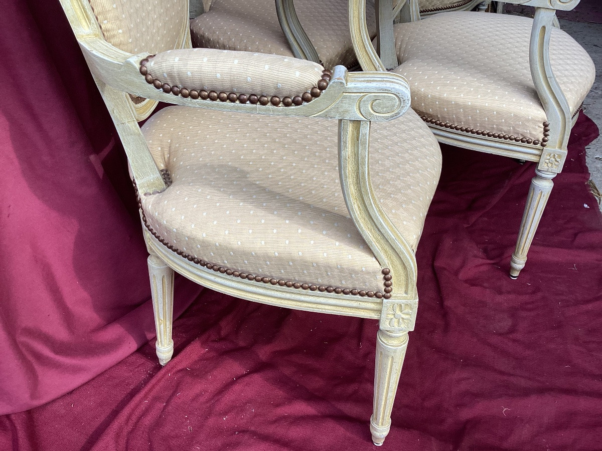 Suite Of Four Louis XVI Armchairs-photo-3