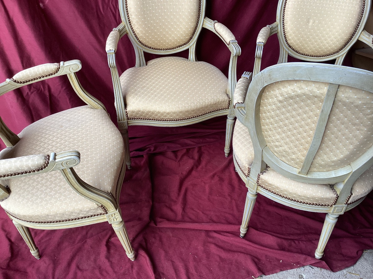 Suite Of Four Louis XVI Armchairs-photo-4