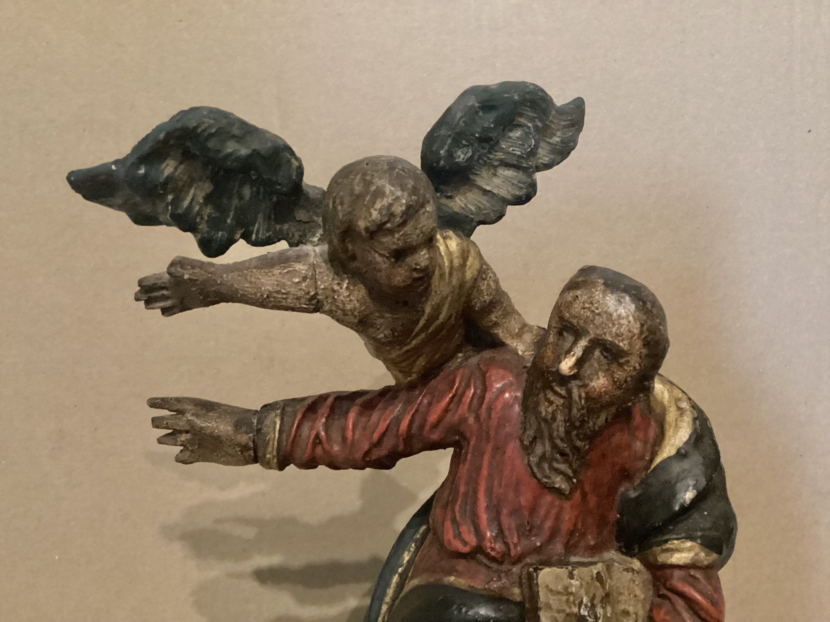 18th Century Polychrome Oak Statue-photo-2