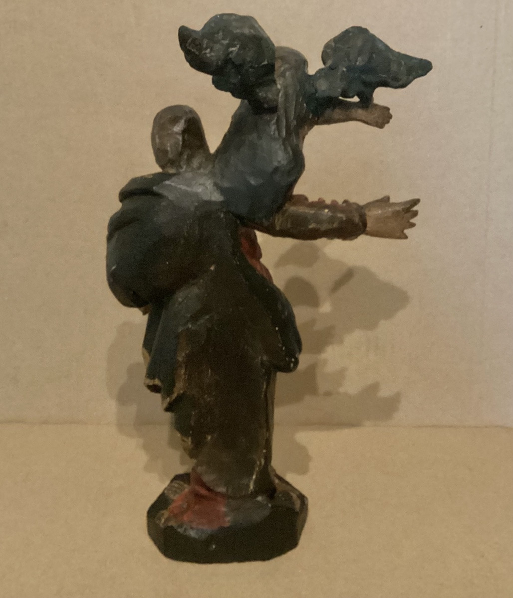 18th Century Polychrome Oak Statue-photo-3