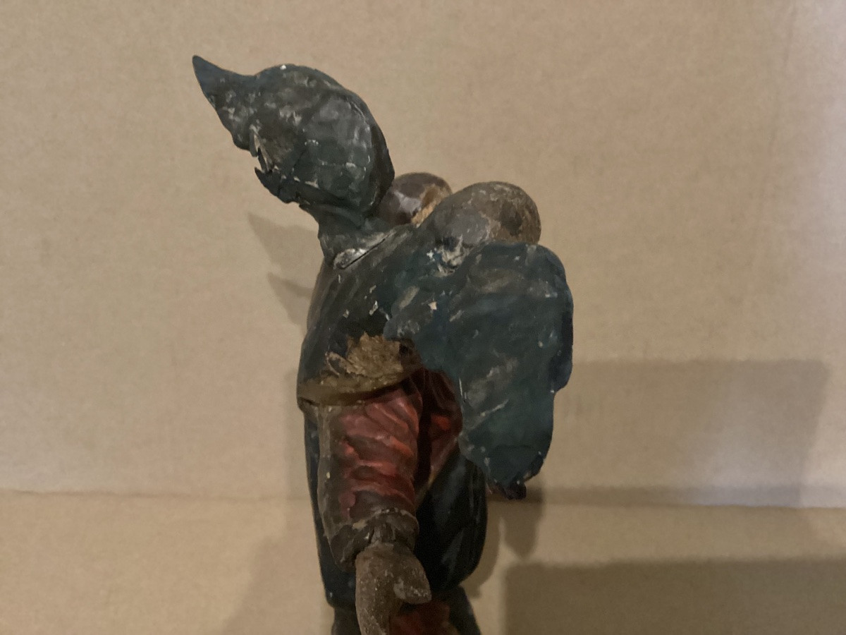 18th Century Polychrome Oak Statue-photo-6