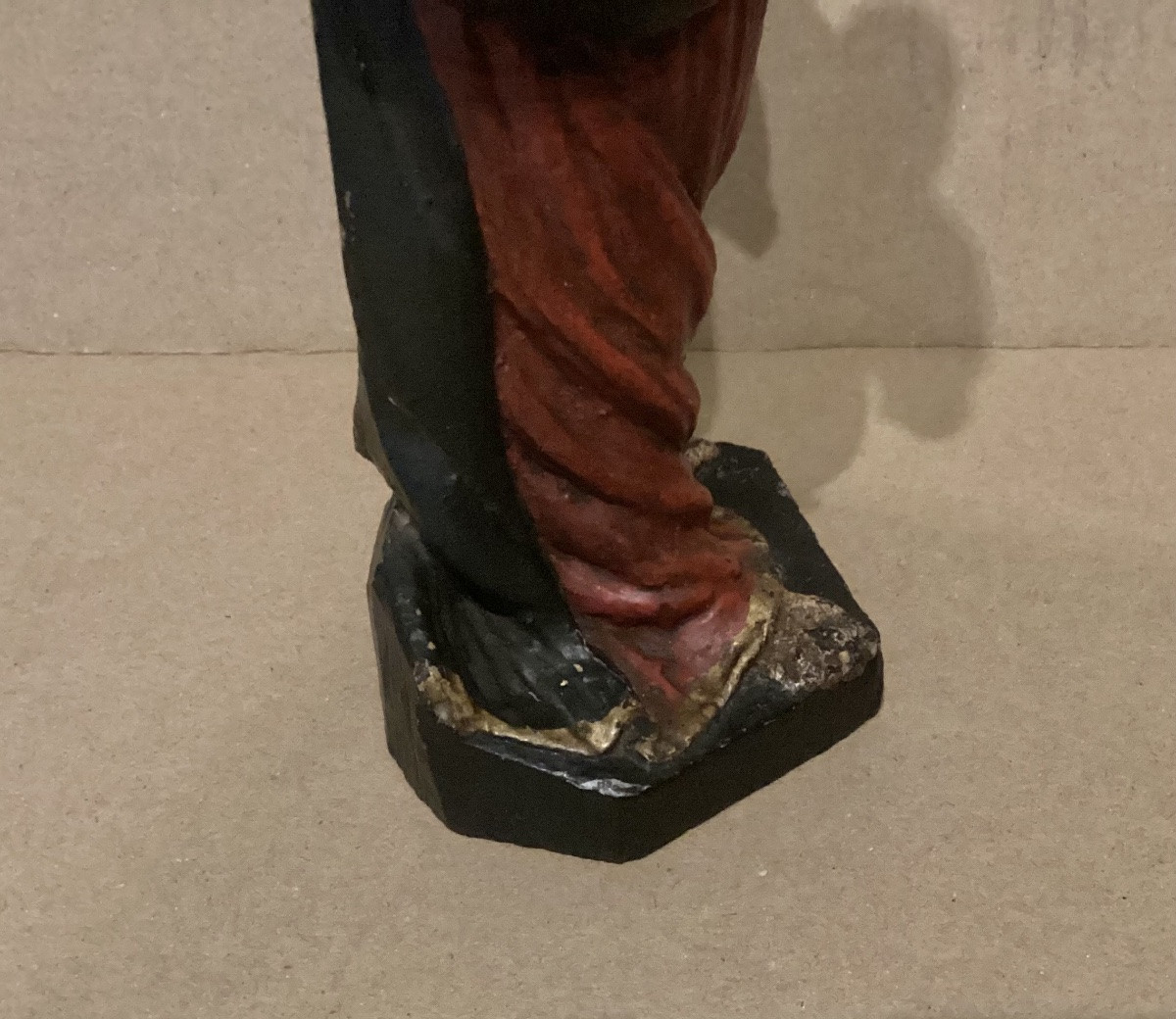 18th Century Polychrome Oak Statue-photo-7