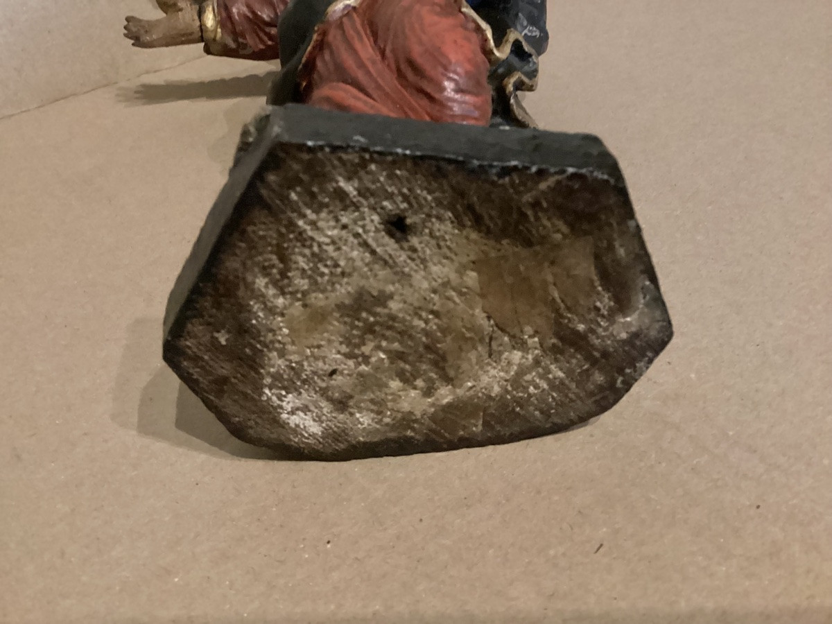 18th Century Polychrome Oak Statue-photo-8