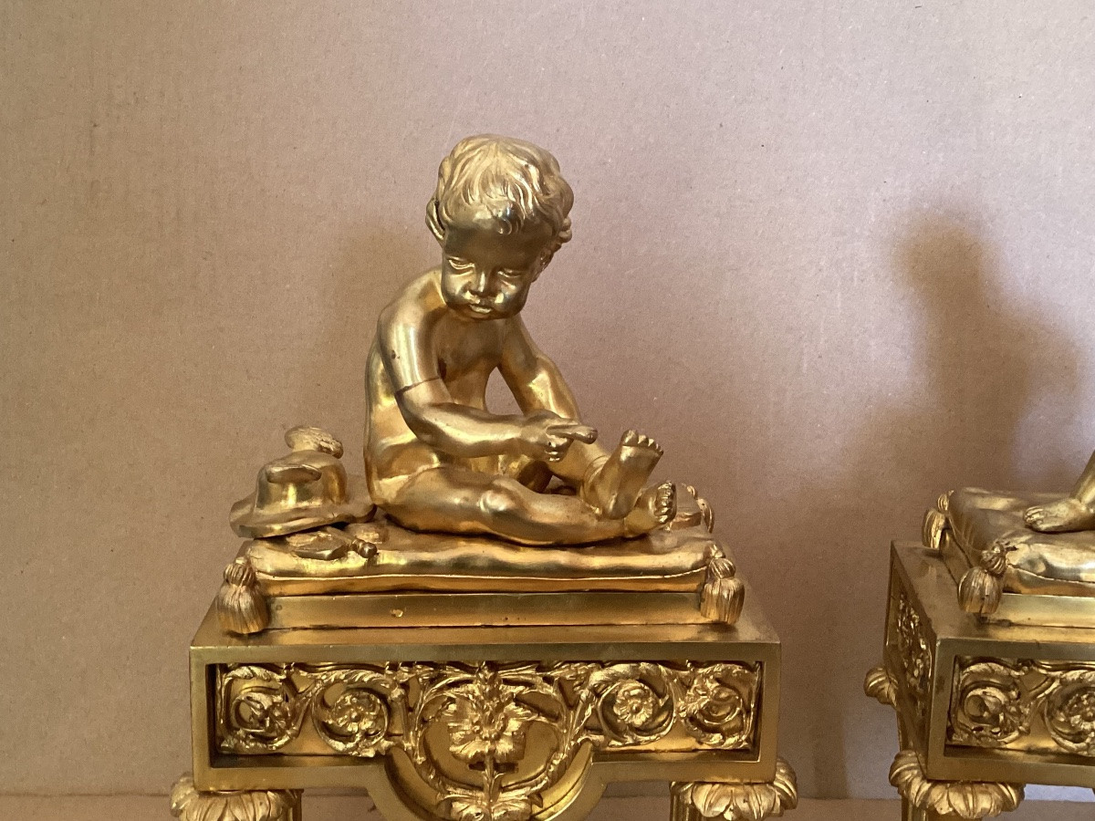 Pair Of Louis XVI Gilded Bronzes-photo-2