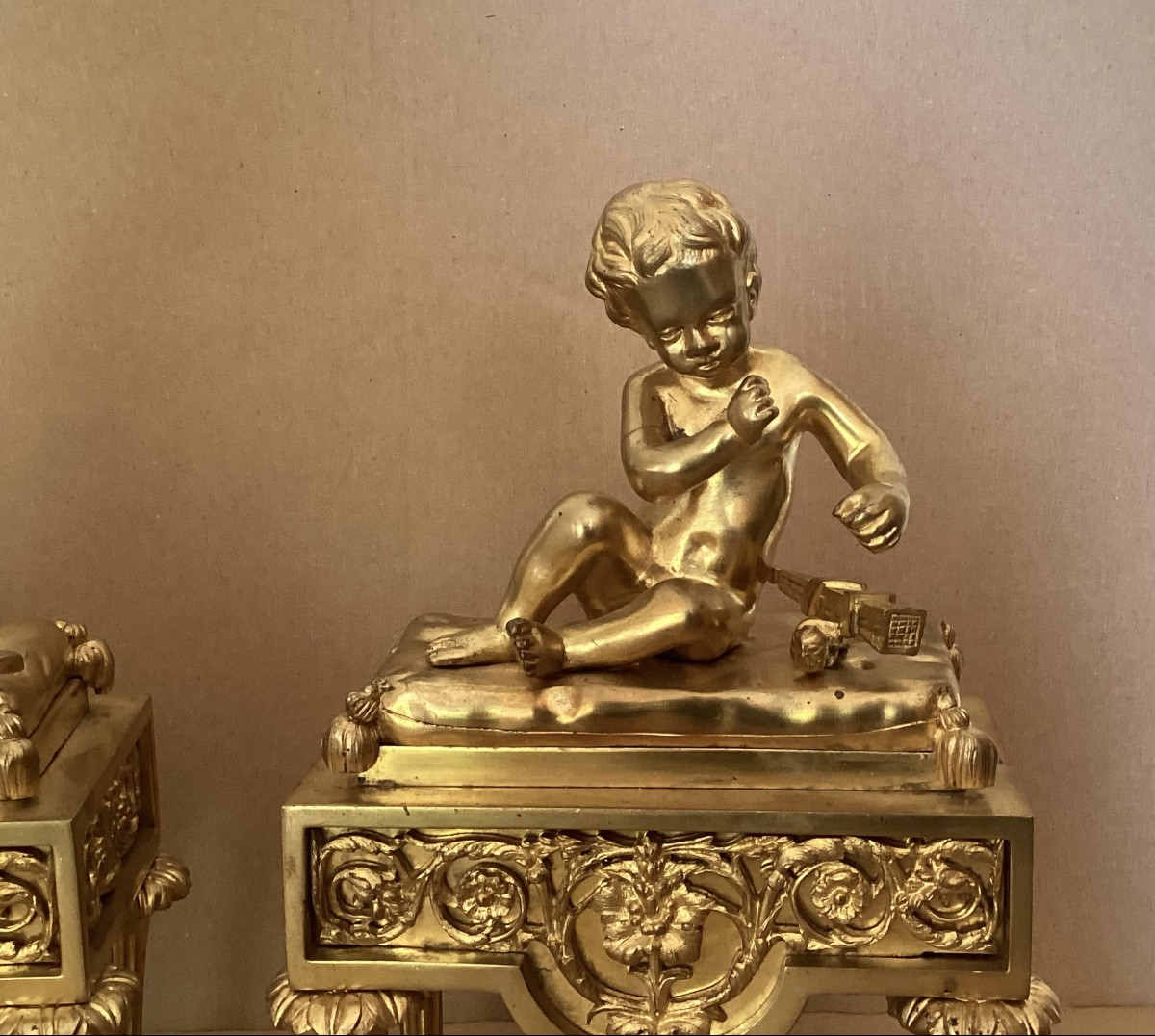 Pair Of Louis XVI Gilded Bronzes-photo-1