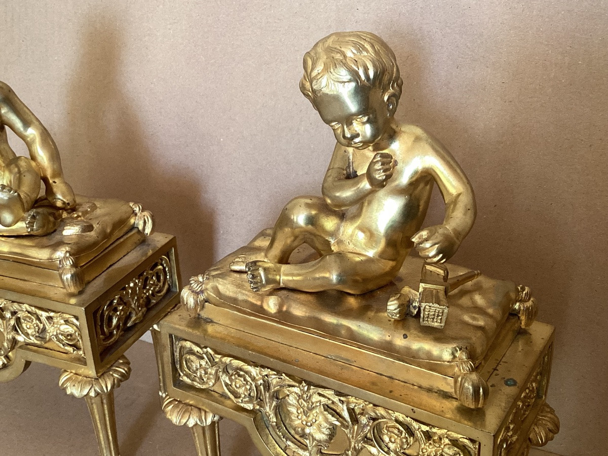 Pair Of Louis XVI Gilded Bronzes-photo-3