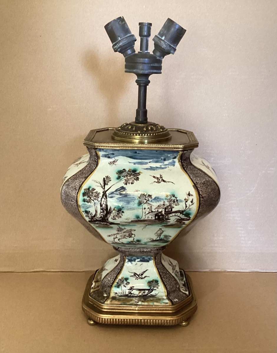 Delft Vase Converted Into A Lamp 