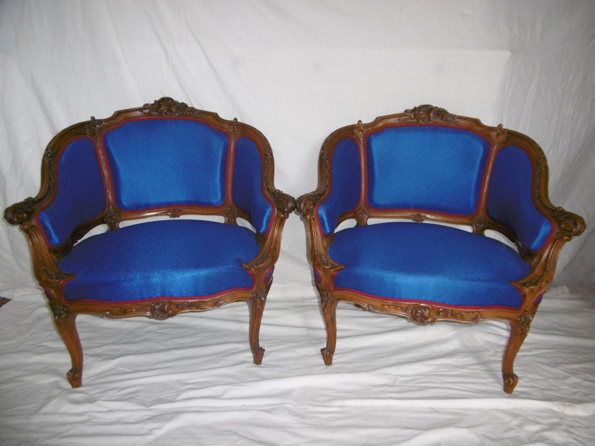 Small Pair Of Bergeres Style L.xv