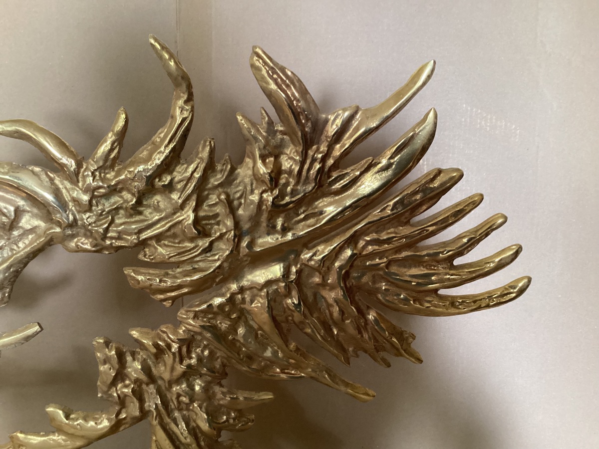 Tête de cheval en bronze doré -photo-2