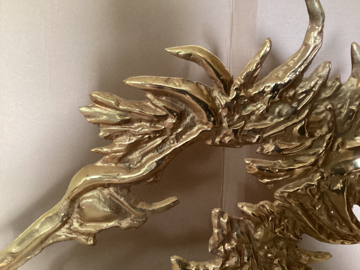 Tête de cheval en bronze doré -photo-3