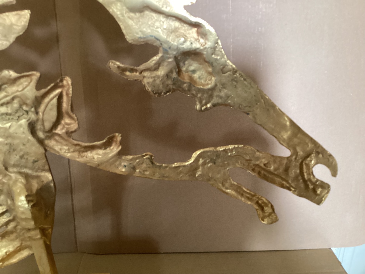 Tête de cheval en bronze doré -photo-3
