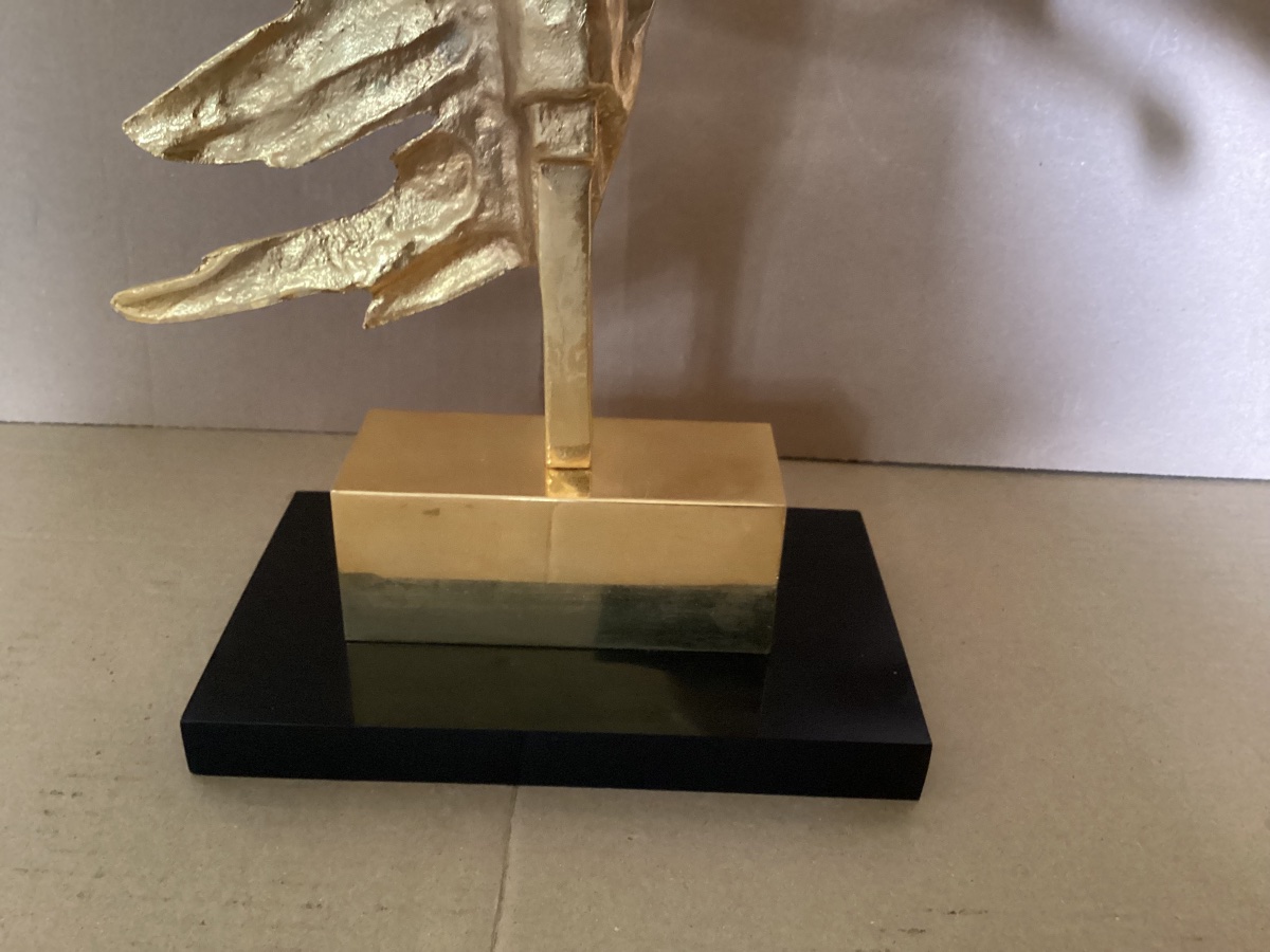 Tête de cheval en bronze doré -photo-4