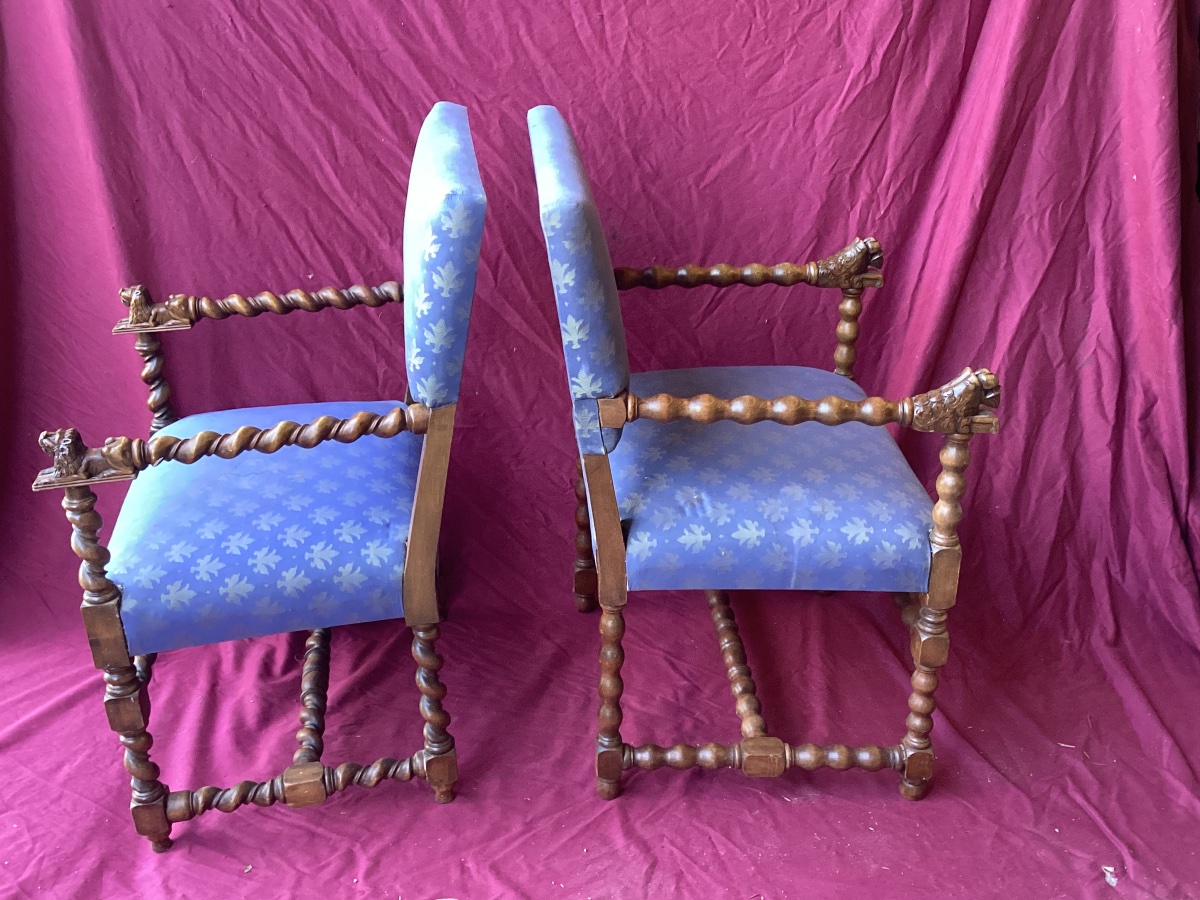 Pair Of Louis XIII Armchairs-photo-1