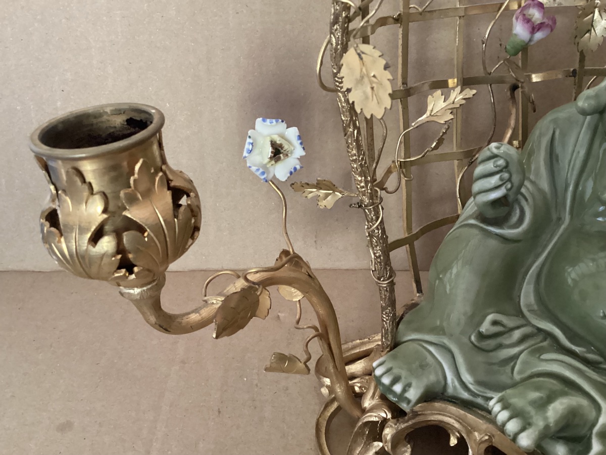 Louis XV Candleholder With Buddha Motif -photo-2