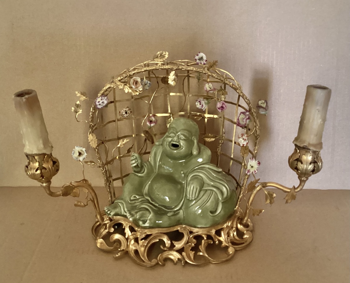 Louis XV Candleholder With Buddha Motif 
