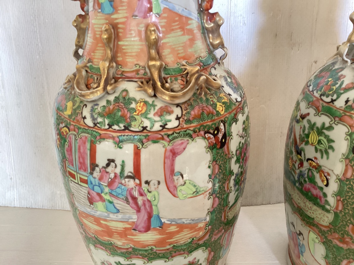 Pair Of 19th-century Canton Vases -photo-3