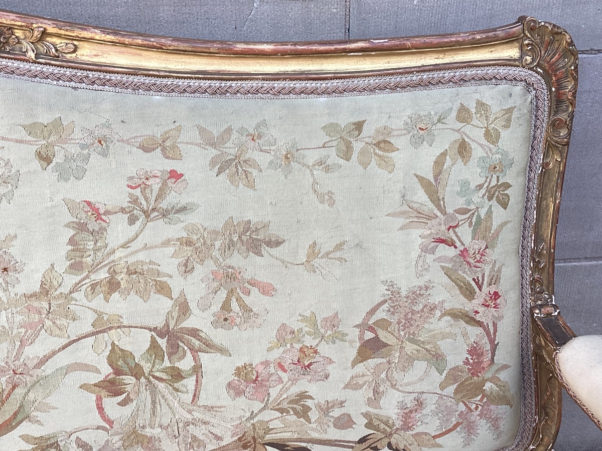Louis XV-style Gilded Wooden Sofa-photo-4